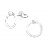Cercei din argint in forma de cerc cu cristale model DiAmanti DIA37035